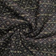 Gold Zari Weaving In Abstract with Bandhani Print in Black Georgette