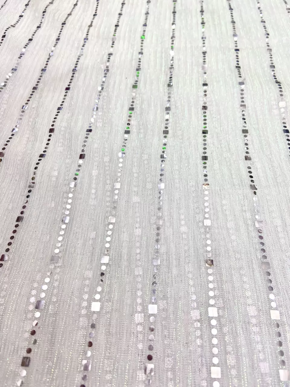 Imported Moonlight Sequence Fabric : White