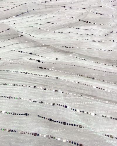 Imported Moonlight Sequence Fabric : White