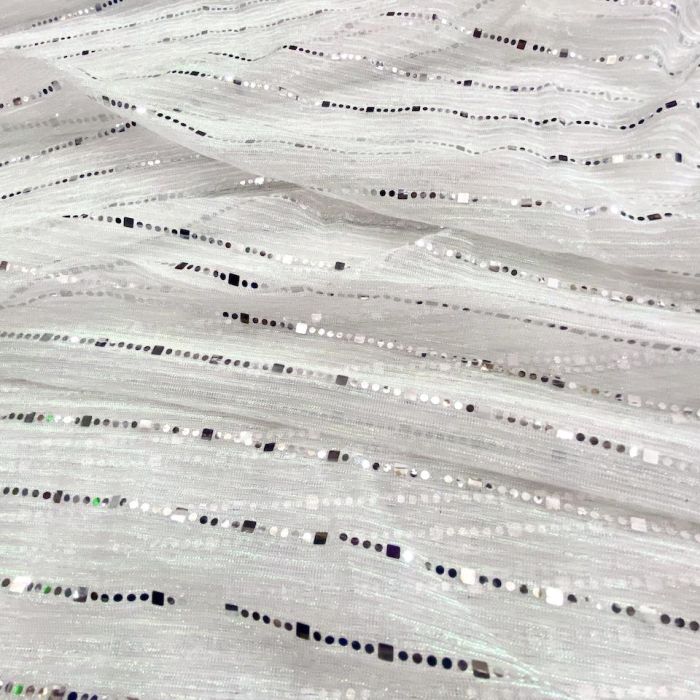 Imported Moonlight Sequence Fabric : White