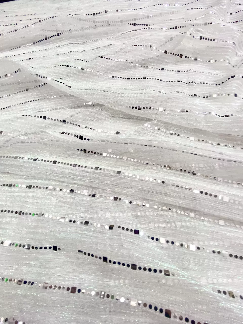 Imported Moonlight Sequence Fabric : White