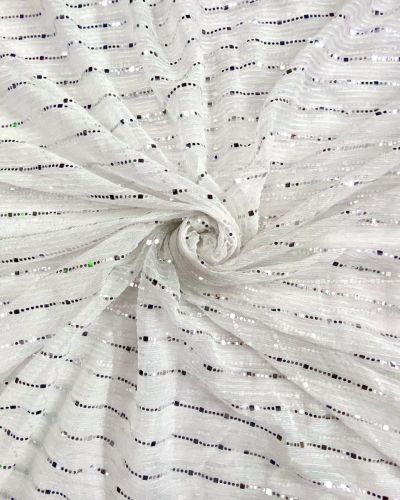 Imported Moonlight Sequence Fabric : White