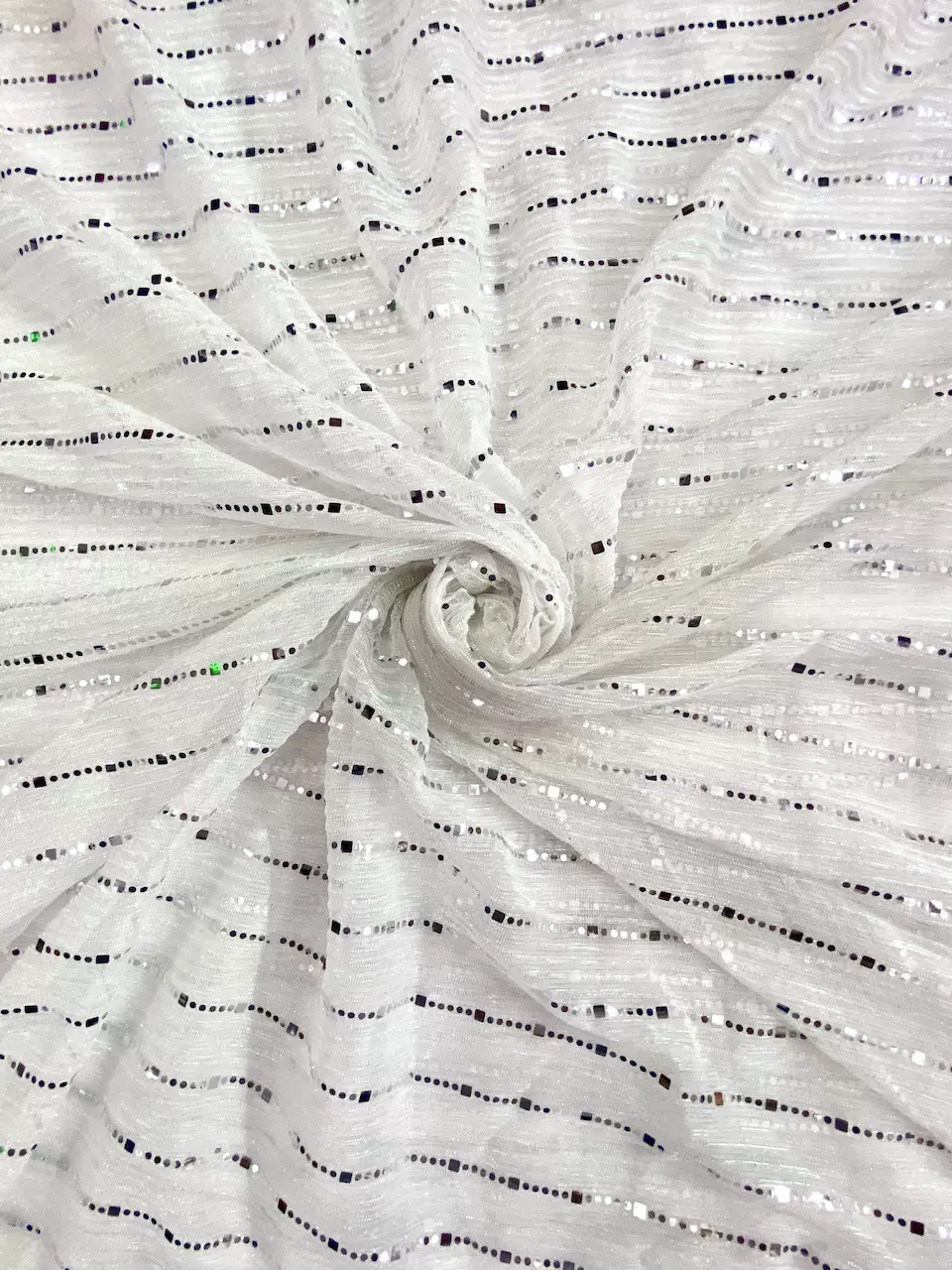 sequence fabric | shimmer lycra fabric | Imported Moonlight Sequence Fabric : White