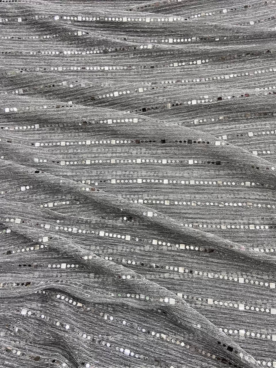 Imported Moonlight Sequence Fabric : Grey
