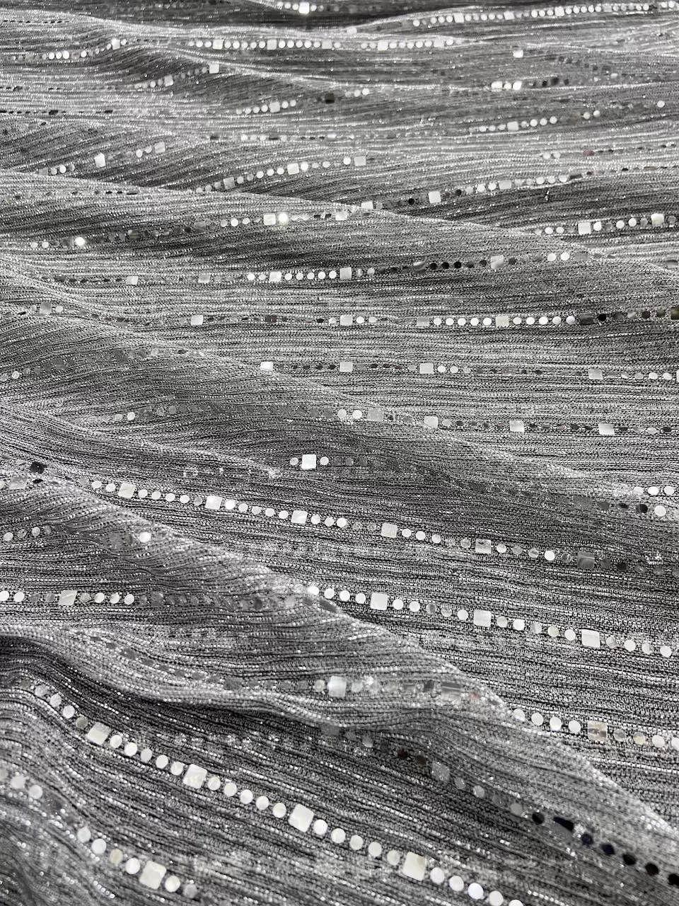 Imported Moonlight Sequence Fabric : Grey