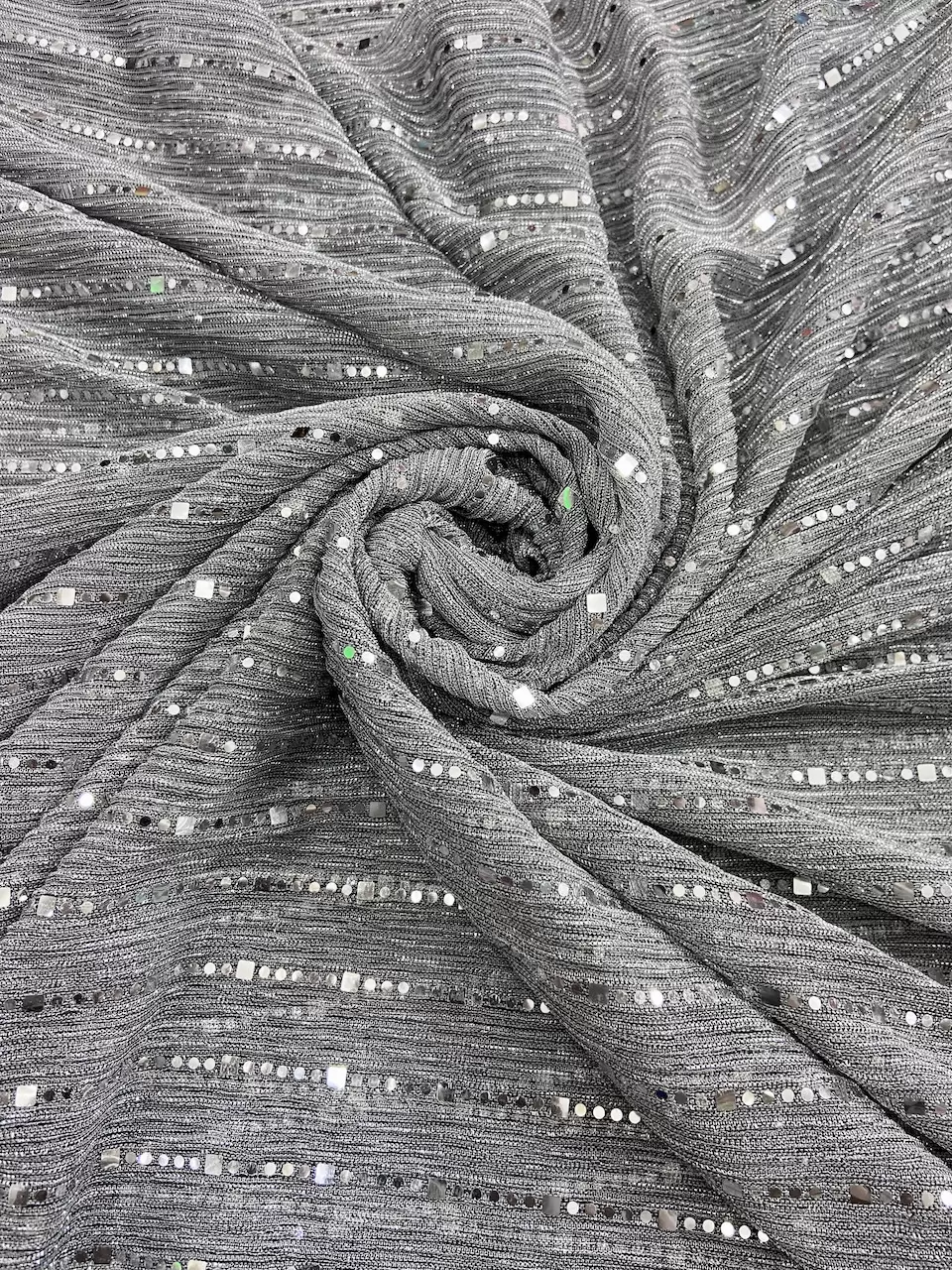 sequence fabric | sequence fabric price | white net fabric | Imported Moonlight Sequence Fabric : Grey