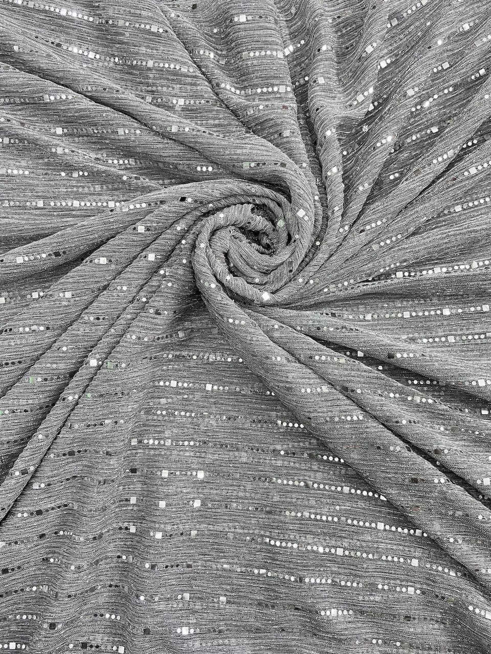 Imported Moonlight Sequence Fabric : Grey
