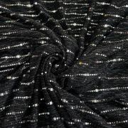 sequence fabric | embroidered net fabric | Imported Moonlight Sequence Fabric : Black