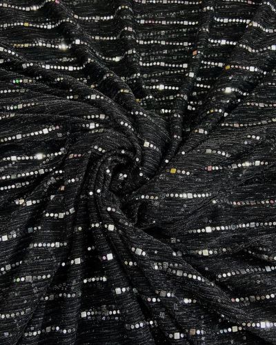 Imported Moonlight Sequence Fabric : Black