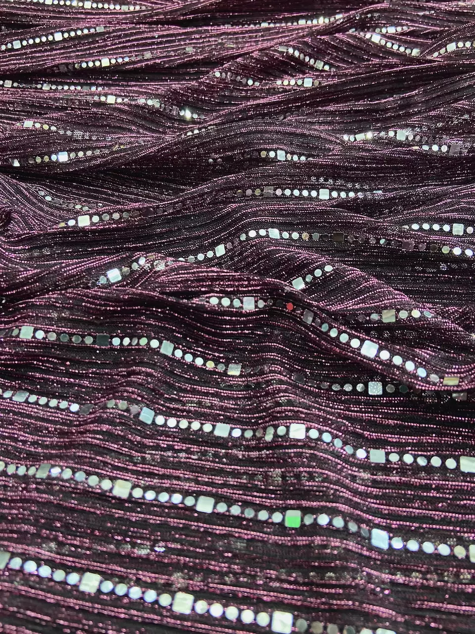 Imported Moonlight Sequence Fabric : Wine