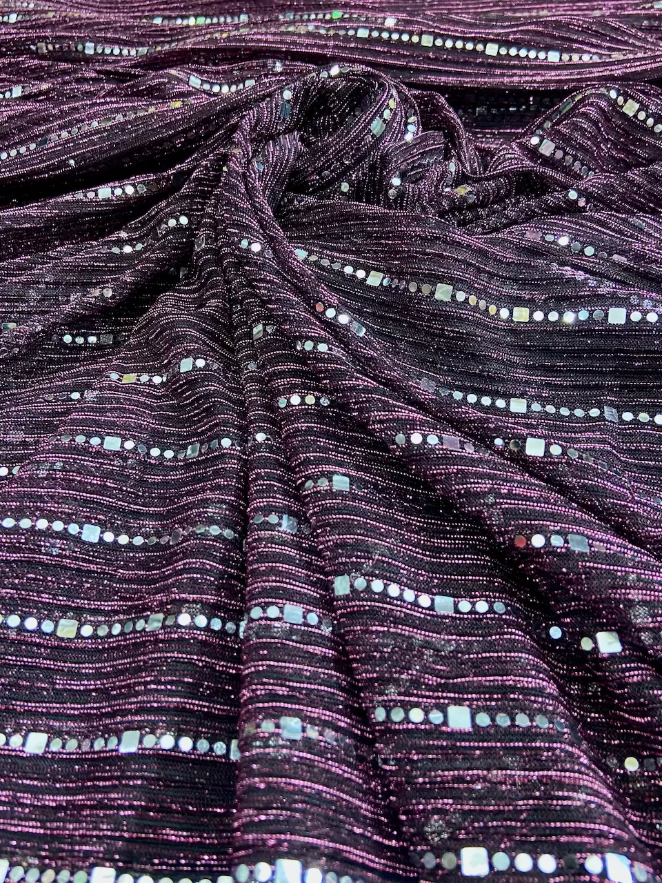 Imported Moonlight Sequence Fabric : Wine