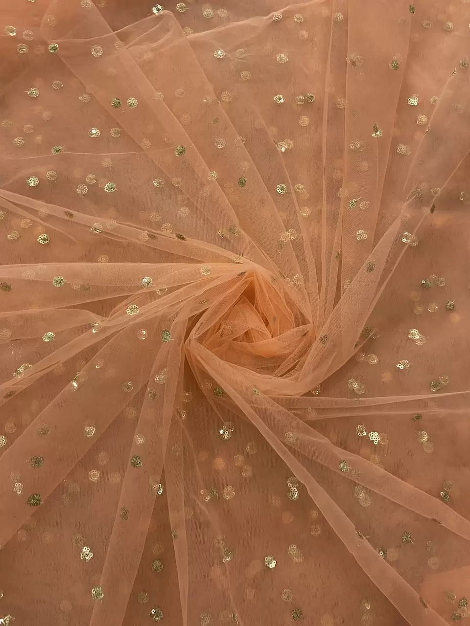 peach net fabric | navy blue blouse piece | All Over Gold Sequin Buti On Peach Net