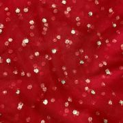 All Over Gold Sequin Buti On Red Net Fabric