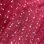 All Over Gold Sequin Buti On Maroon Net Fabric