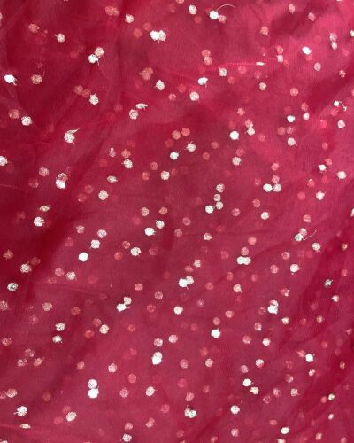 All Over Gold Sequin Buti On Maroon Net Fabric