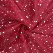 embroidered net fabric | maroon net fabric | embroidered net fabric online | All Over Gold Sequin Buti On Maroon Net Fabric