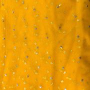 All Over Gold Sequin Buti On Orange Yellow Net Fabric