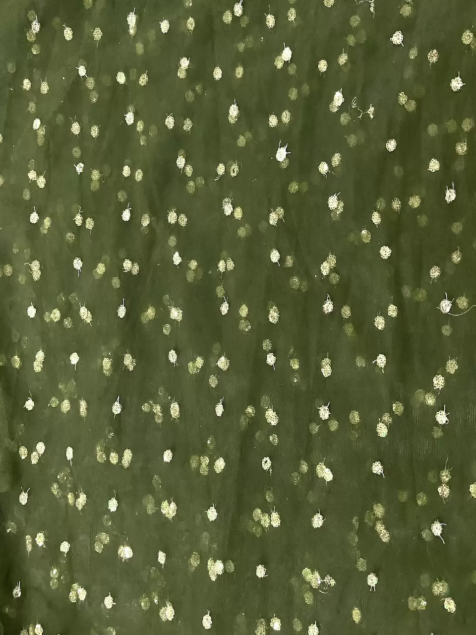 All Over Gold Sequin Buti On Mehendi Net Fabric