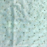 All Over Gold Sequin Buti On Sky Blue Net Fabric