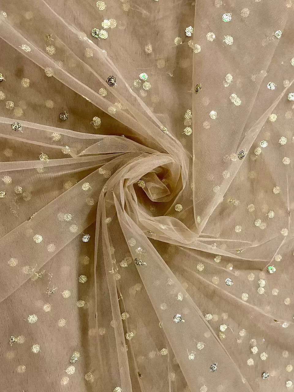 All Over Gold Sequin Buti On Antique Gold Fabric