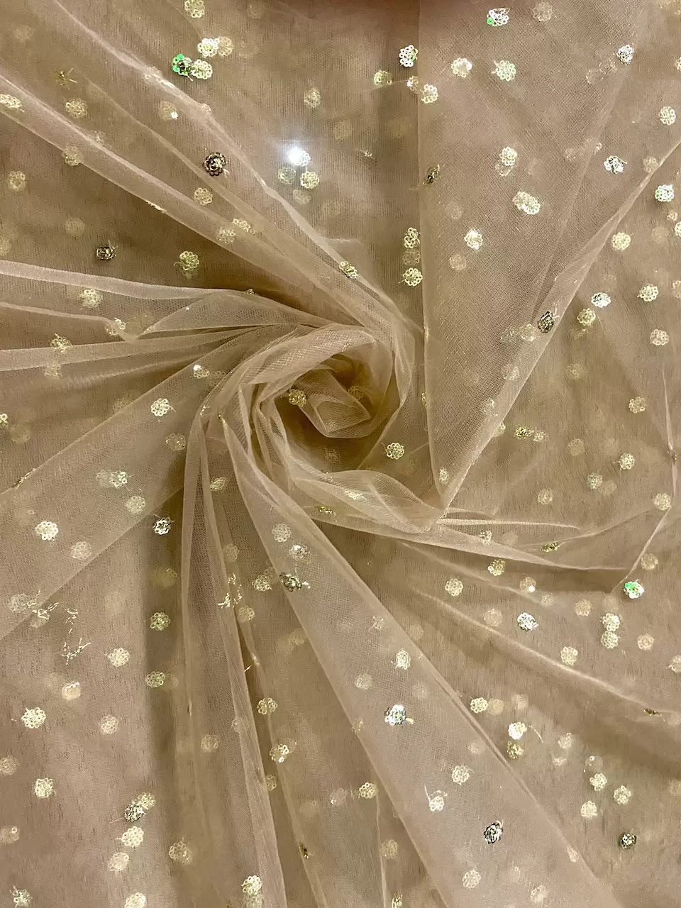 All Over Gold Sequin Buti On Antique Gold Fabric