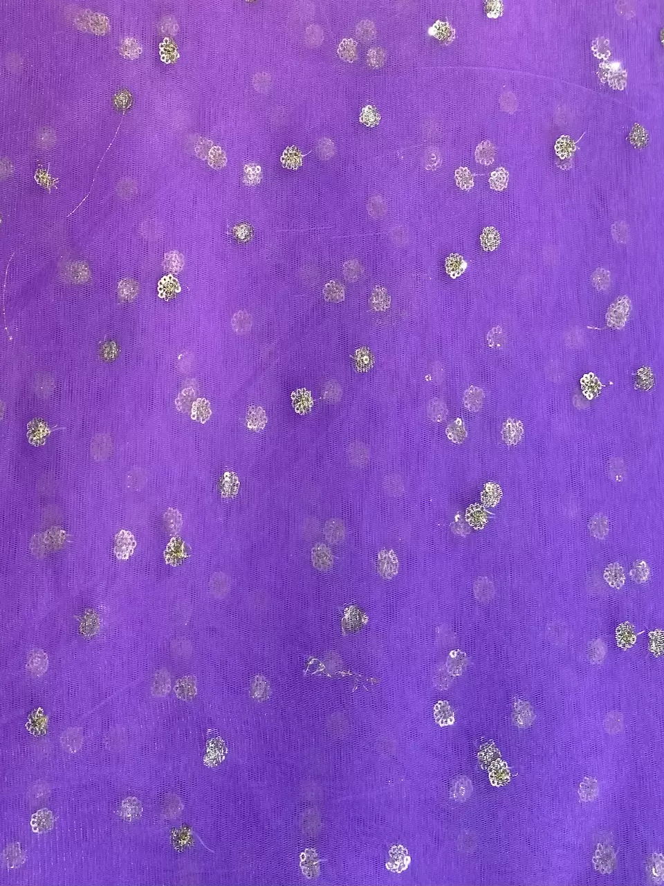 All Over Gold Sequin Buti On Lavender Fabric