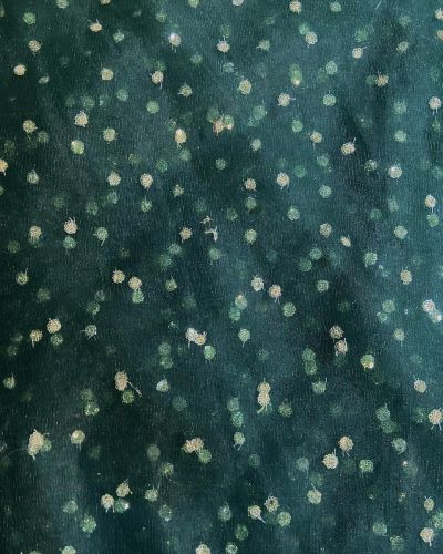 All Over Gold Sequin Buti On Bottle Green Net Fabric