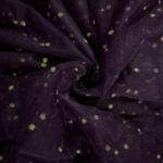 embroidered net fabric | net fabric | hand embroidery on silk fabric | All Over Gold Sequin Buti On Wine Net Fabric