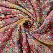 Multicolour Abstract Print Chinon Fabric With Zari Embroidery