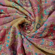 Multicolour Abstract Print Chinon Fabric With Zari Embroidery