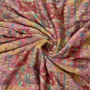 Multicolour Abstract Print Chinon Fabric With Zari Embroidery