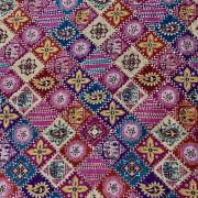 Multicolour Patola Print Chinon Fabric with sequin embroidery in check pattern