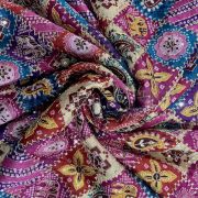 Multicolour Patola Print Chinon Fabric with sequin embroidery in check pattern