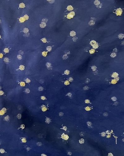 All Over Gold Sequin Buti On Navy Blue Net Fabric