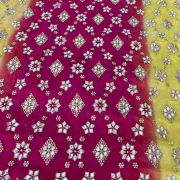 Heavy Gota & Jari Embroidery on Yellow, Pink & Orange Shaded Georgette