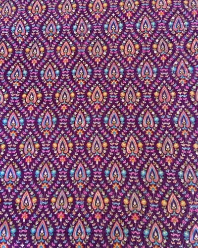 Symmetrical Printed Pattern with Dori & Sequin Embroidery on Magenta Velvet Fabric