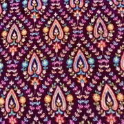 Symmetrical Printed Pattern with Dori & Sequin Embroidery on Magenta Velvet Fabric