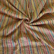 Stripe Design Multi Coloured Thread & Sequin Embroidery on Ochre Yellow Georgette Fabric