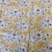 Chinon Floral Printed Yellow Gold Fabric With Sequin Buti All Over