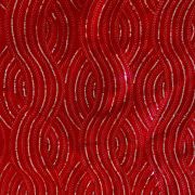 Thread & Sequin Wavy Leaf Pattern Embroidery on Red Georgette Fabric