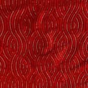 Thread & Sequin Wavy Leaf Pattern Embroidery on Red Georgette Fabric