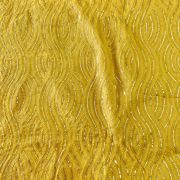 Thread & Sequin Wavy Leaf Pattern Embroidery On Yellow Georgette Fabric