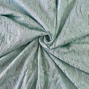 Thread & Sequin Wavy Leaf Pattern Embroidery on Sky Blue Georgette Fabric