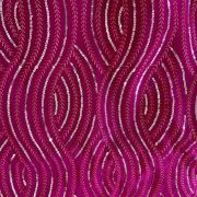 Thread & Sequin Wavy Leaf Pattern Embroidery On Rani Pink Georgette Fabric