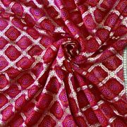 Rani Pink Gharchola & Bandhani Printed Organza Fabric with Banarasi Border