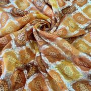 Yellow Gharchola & Bandhani Printed Organza Fabric with Banarasi Border