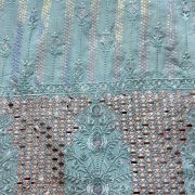 Chikankari Embroidery with Holographic Sequin and Mirror work On Sky Blue Georgette