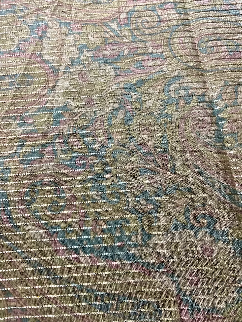 Paisley Printed Pure Modal Fabric with Pinned Stripes