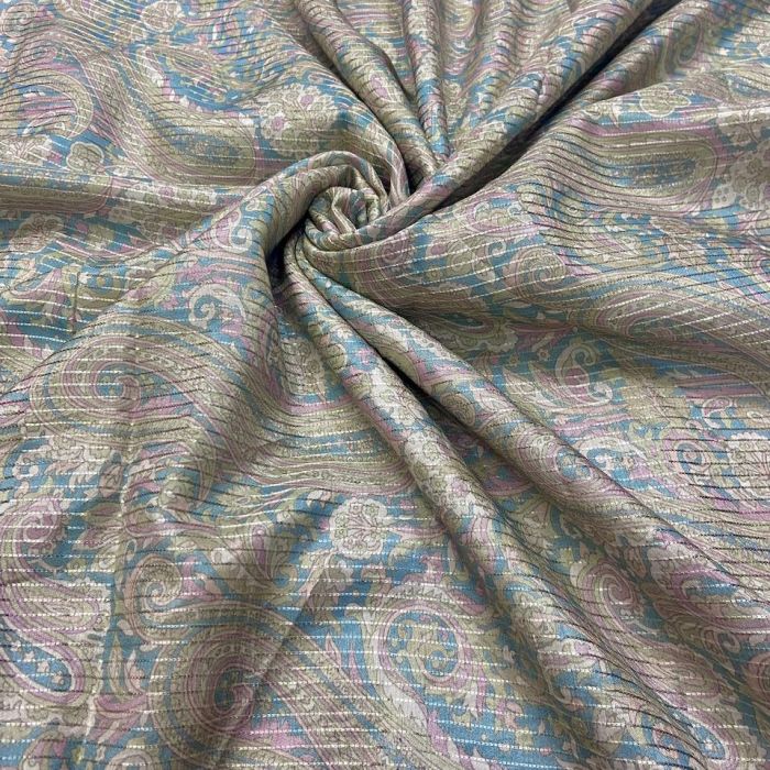 Paisley Printed Pure Modal Fabric with Pinned Stripes