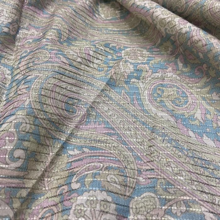 Paisley Printed Pure Modal Fabric with Pinned Stripes